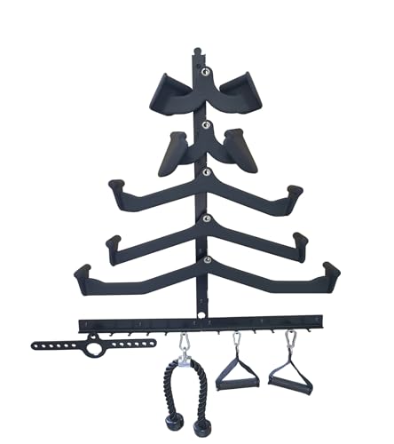 LAT Pull Down Bar Organizer Gym Storage Wall Organizer for Lat Pulldown Attachments, LAT Pull Down Bar Storage Rack for Different Cable Handles, Cable Attachments Rack for Gym Accessories