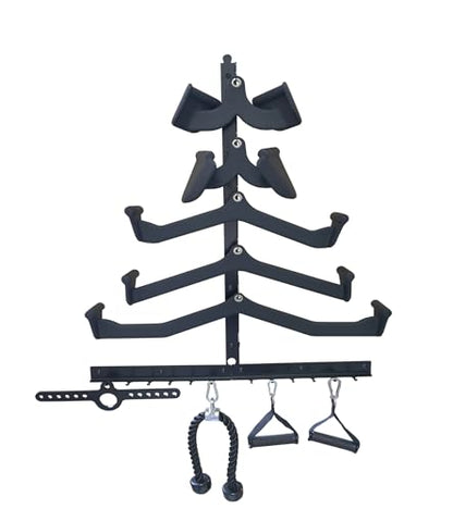 LAT Pull Down Bar Organizer Gym Storage Wall Organizer for Lat Pulldown Attachments, LAT Pull Down Bar Storage Rack for Different Cable Handles, Cable Attachments Rack for Gym Accessories