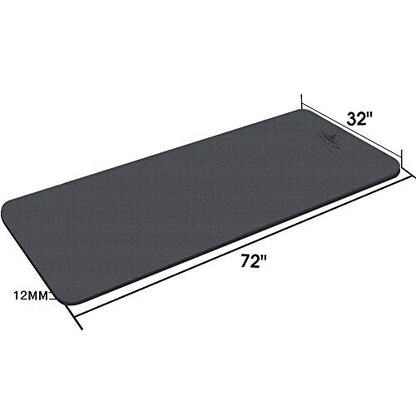 Hatha Yoga Extra Thick TPE Yoga Mat - 72"x 32" Thickness 1/2 Inch -Eco Friendly SGS Certified - With High Density Anti-Tear Exercise Bolster For Home Gym Travel & Floor Outside - color: Black
