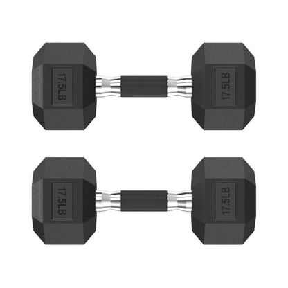 HANDBODE Hex Dumbbell Set 2.5-65 lb, Rubber Encased Hex Dumbbells for Home Gym, Weights Dumbbells Set of 2 Hand Weights for Strength Training & Fitness Exercise - size: 17.5 lb, Pair, style: Comfort Grip