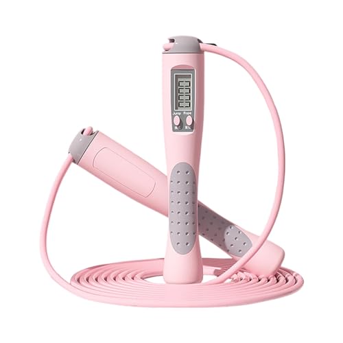Jump Rope with Counter, Adjustable Length Rapid Speed Workout Skipping Rope,Jump Rope for Women Men,Durable Lightweight Comfortable Jump Ropes for Fitness Boxing Crossfit Exercise Training - color: Pink