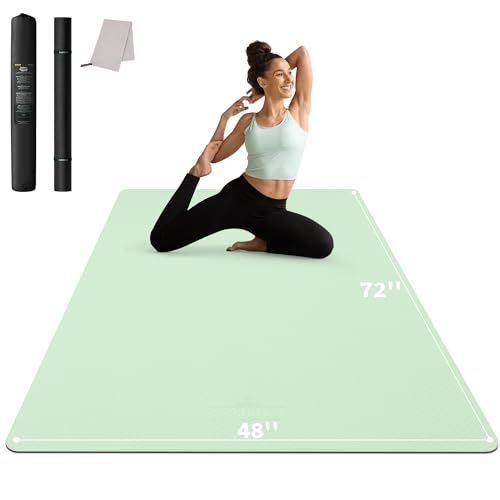 CAMBIVO Yoga Mat 72" x 48" Large Workout Mat for Home Gym Flooring | 6mm-12mm (0.24"-0.48") Extra Thick Exercise Mat for Apartment Fitness | High-Density TPE Cushioning for Joint Protection