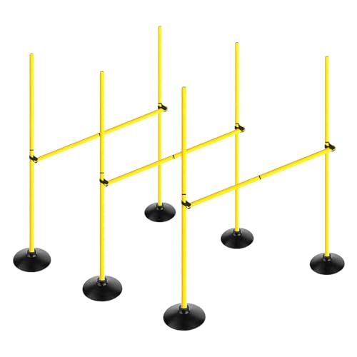 Adjustable Height Agility Hurdle Set Multi-Function Soccer Trainning Pole Set Coaching Sticks with Rubber Base