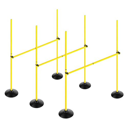 Adjustable Height Agility Hurdle Set Multi-Function Soccer Trainning Pole Set Coaching Sticks with Rubber Base - color: 4.9 FT, style: Pack of 3