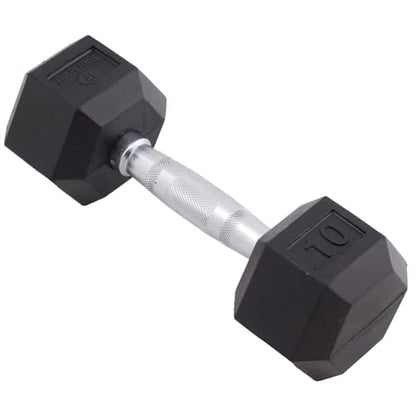 Body Sport Rubber Encased Hex Dumbbell Weight, Single – Dumbbells for Exercises – Strength Training Equipment – Home Gym Accessories – Weight Training - style: 10 lbs