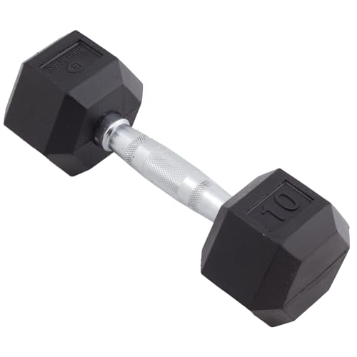 Body Sport Rubber Encased Hex Dumbbell Weight, Single – Dumbbells for Exercises – Strength Training Equipment – Home Gym Accessories – Weight Training - style: 10 lbs