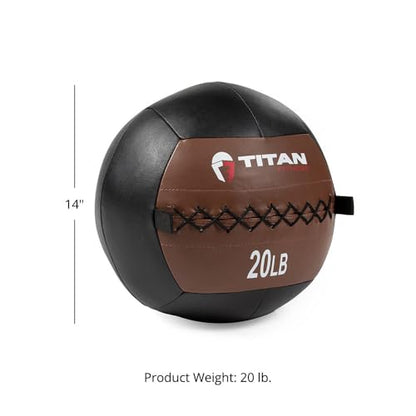 Titan Fitness Soft Leather Medicine Wall Ball Durable, Endurance, Cardio, Core Strength - size: 20 lb
