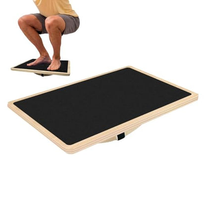 Wooden Wobble Board, Anti Fatigue Nonslip Board, 15 Inches Stability Boards with Ergonomic Tilt Angle, Textured Balancing Exercise for Improving Balance, and Strengthening Cores