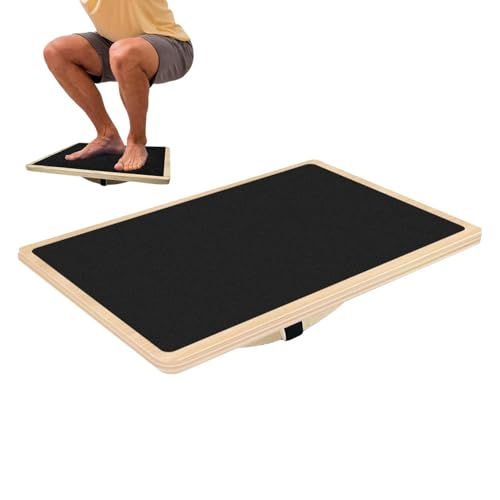 Wooden Wobble Board, Anti Fatigue Nonslip Board, 15 Inches Stability Boards with Ergonomic Tilt Angle, Textured Balancing Exercise for Improving Balance, and Strengthening Cores