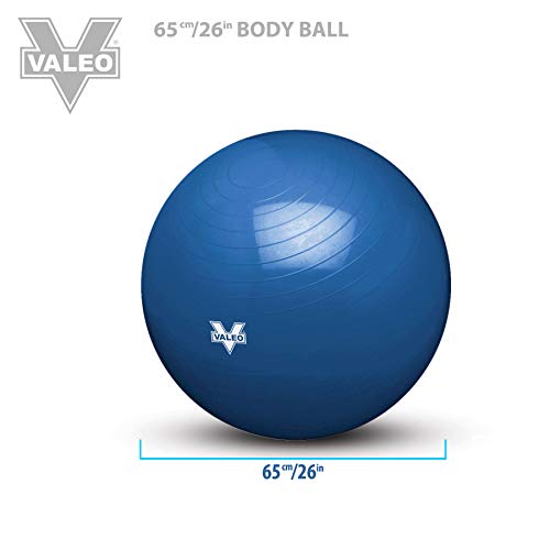 Valeo Exercise Body Ball - Professional Grade Anti-Burst Fitness, Balance Ball for Pilates, Yoga, Stability Workout & Training Physical Therapy