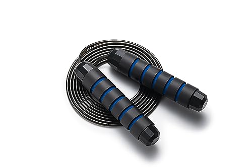 BOOMIBOO Jump Rope, Adjustable Jump Ropes,Skipping Rope Tangle-Free Rapid Speed with Ball Bearings for Women Men Kids,Exercise & Slim Body Jumprope at Home School Gym - color: Blue