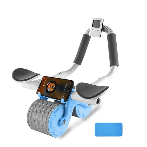 2026 Upgraded Ab Roller Wheel with Knee Mat &Timer - Automatic Rebound Abdominal Wheel with Elbow Support, Abs Workout Equipment for Core Strength Training, Ab Exercise Roller for Women Men - color: Blue