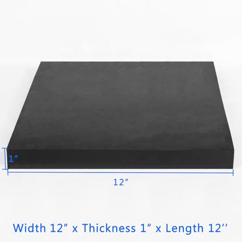 WochiTV Solid Rubber Sheets Strips, 12" Wide x 1" Thick x 12" Long Neoprene Rubber Rolls Perfect for DIY Gasket Material, Sealing, Liner, Shield, Padding, Mat - size: 12" W x 12" L, style: 1" Thick