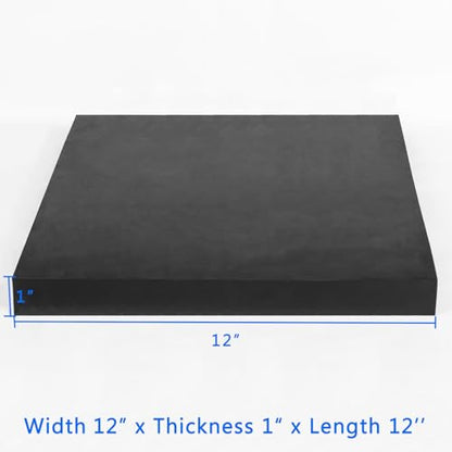 WochiTV Solid Rubber Sheets Strips, 12" Wide x 1" Thick x 12" Long Neoprene Rubber Rolls Perfect for DIY Gasket Material, Sealing, Liner, Shield, Padding, Mat - size: 12" W x 12" L, style: 1" Thick
