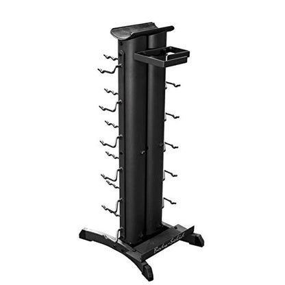Body-Solid Vertical Gym Organizer Package with Lat and Curl Bar, Revolving Bars, Tricep Pressdown and Handles, Compact Storage Rack for 20 Handles & Straps, Home Accessories Organization - style: Rack w/ Accessories