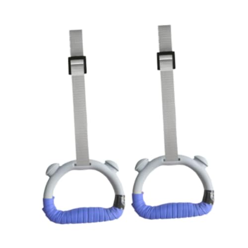 2 Gymnastic Rings with PP Rings, Adjustable Polyester Straps and Comfortable Handles for Muscle Building and Bodyweight Training - color: Gray Blue 2m