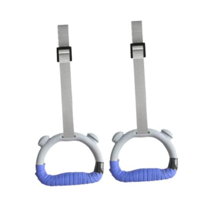 2 Gymnastic Rings with PP Rings, Adjustable Polyester Straps and Comfortable Handles for Muscle Building and Bodyweight Training - color: Gray Blue 2m