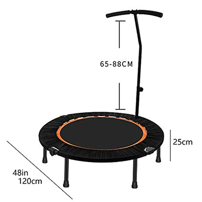 Replacement Trampoline Pad Outdoor Fitness Trampoline with Adjustable Handle,Mute Foldable Trampoline Mini Exercise Rebounder for Adults Kids Indoor/Garden Workout Equipment,Maximum Load 200Kg - size: 48"