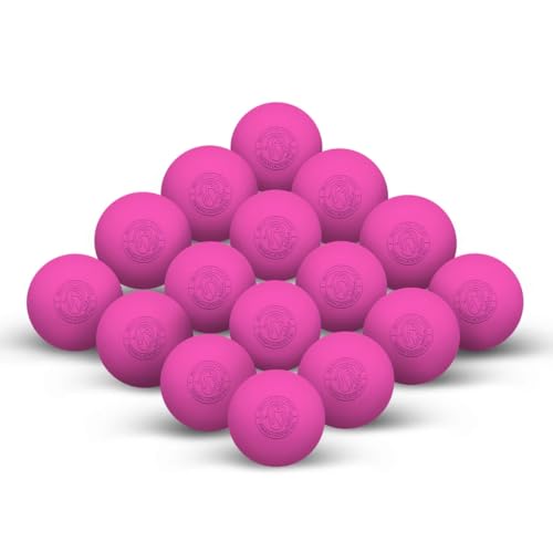 Signature Lacrosse Ball Set - Packs of 2, 4, 8, 12, and 120 - No Chemical Smell Massage Balls, Myofascial Release Tools, Back Roller, Muscle Knot Remover - color: Pink, size: 25 Balls