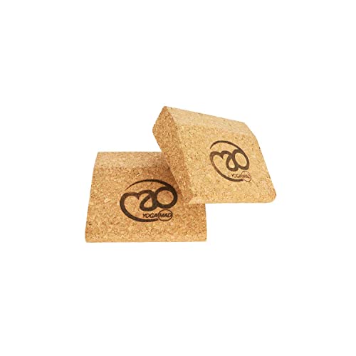 Yoga-Mad Mini Pair of Cork Wedges, Pack of 2 Pocket Size Wedge Blocks, Eco Friendly Natural Material for Beginners and Professionals in Yoga