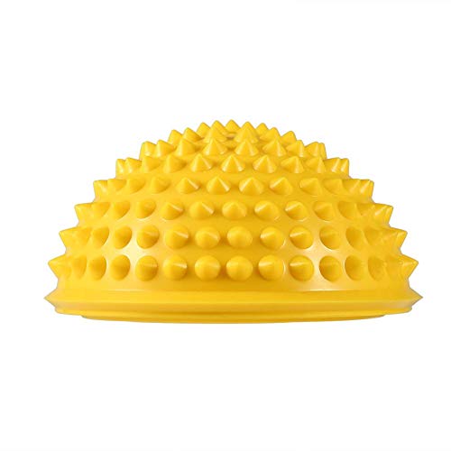 ANGGREK Half Round PVC Massage Ball Balance & Dome Yoga Balls Fitness Exercise Gym Massager Body Rolling Pods Spiky 5 Colors (Yellow)