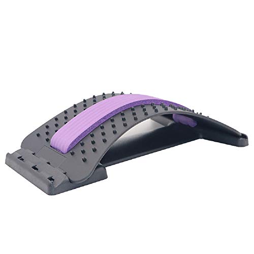 Back Massage Stretcher Lumbar Traction Device for Back Pain Relief & Muscle Tension Relaxation,Orthopedic Back Stretching Device, Acupuncture Massage Kyphosis Correction Pad (Purple)