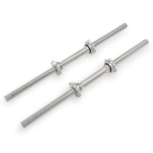 & Fitness Standard Threaded Dumbbell Handle Pairs – 14" and 24" Chrome Options with Star-Lock Collars, Solid Steel, Fits 1" Plates, Knurled Grip - style: 24-Inch Premium