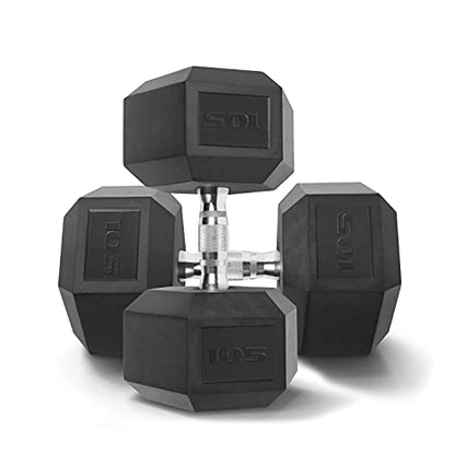 WF Athletic Supply Rubber Coated Solid Steel Cast-Iron Pair Dumbbells, Rubber Hex Dumbbells, Hex Weights Dumbbells for Muscle Toning, Full Body Workout, Home Gym Dumbbells, Pair - color: x. 105 LB Pair (2 x 105lb)