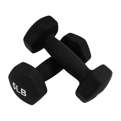 BalanceFrom Neoprene Coated Iron Dumbbell Hex Weights Set with Stand – Color-Coded or Black Options with Non-Slip Grip for Strength Training, Resistance Workouts, and Home Gym Fitness