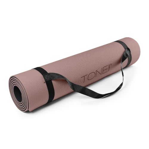 TONE Fitness Yoga Mat 1/4" Thick Non Slip Exercise & Pilates Mat for Home Workouts with Carrying Strap | Multiple Options