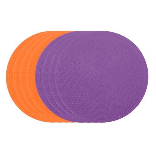 PATIKIL Spot Markers 4 Inch, 6 Pcs Non-Slip Floor Dots Agility Markers Flat Field Cones Poly Dots for Gym PE Speed Training Dance Soccer Basketball Sports, Orange/Purple