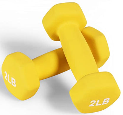 Fitvids Neoprene Dumbbell Hand Weights, Anti-Slip, Anti-roll, Hex Shape Colorful, Pair or Set with Stand - style: (2-Pound, Pair)