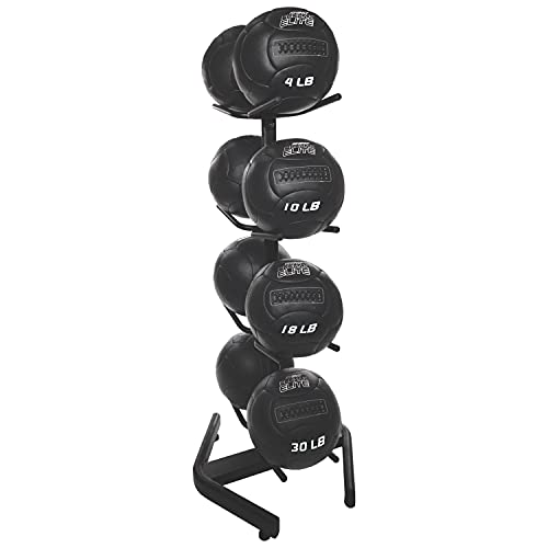 Champion Sports Rhino Promax Wall Balls - Soft Shell Non-Slip Grip for Weightlifting, Plyometrics, Cross Training, & Home Gym - style: U-Ring Double Storage Tree