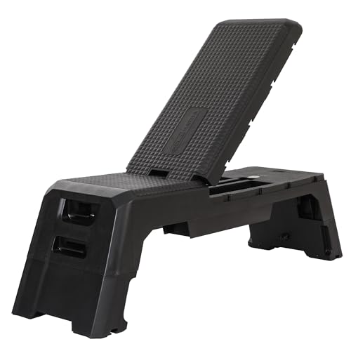 Compact Portable Aerobic Step Platform Exercise Fitness Equipment, Cardio Stepper with Adjustable Height for Home Gym - color: Black