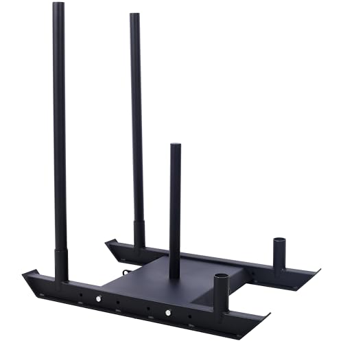 Tidyard Weight Training Pull Sled, Fitness Strength Speed Training Sled with 2-Inch Weight Plate Holder Heavy-Duty Steel Construction for Athletic Conditioning Acceleration and Core Workout