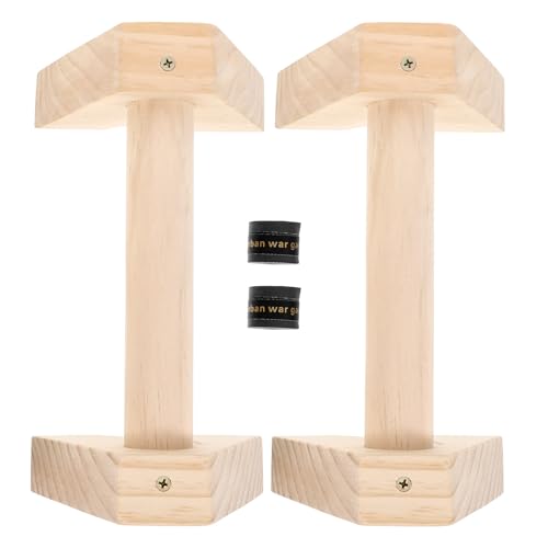 Hemobllo Wooden Push up Bars Strength Training Parallettes with Non-slip Base Beech Wood Pushup Handles for Men Women Home Gym Exercise Equipment Fitness Calisthenics