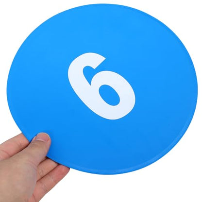 10pcs Flat Soccer Training Markers Numbered Agility Spot Cones 23cm Non-Slip Blue Floor Dots for Football Speed and Agility Drills