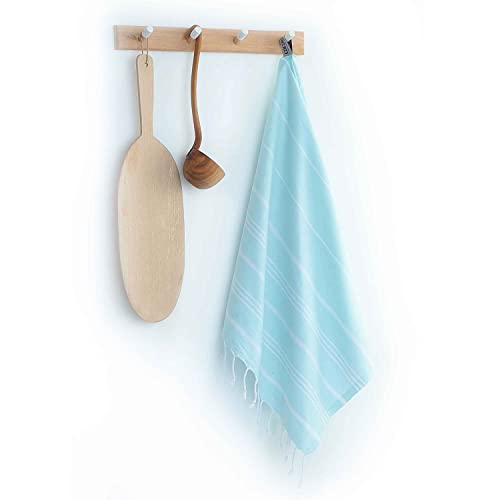Cacala 100% Turkish Cotton Kitchen Tea Towels, Highly Absorbent Luxury Soft Quick Drying Dish Towel with Hanging Loop for Gym, Yoga, Bath, Sports, Cleaning and Kitchen (23 x 36), Aquamarine - color: Aquamarine