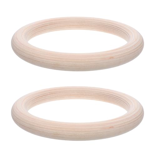 Wood Gymnastics Rings 28mm Birch Wood with Straps 2pcs Set for Pull up Workout Strength Training Home Fitness Gear for Men and Women