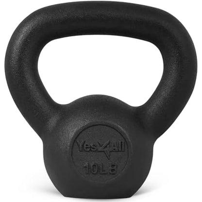 Yes4All Cast Iron Kettlebell, Strength Training Kettlebells 5-80 Lb (5,10,15,20,25,30,35,40,45,50,60,70,80 Lb) for Full Body Workout, Push up, Strength Training - Single & Kettlebell Set of 2 for Men