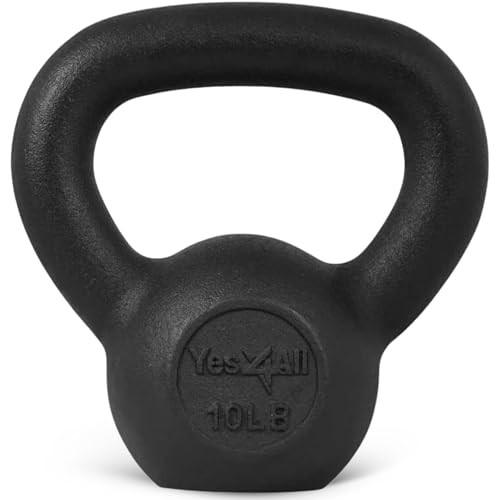 Yes4All Cast Iron Kettlebell, Strength Training Kettlebells 5-80 Lb (5,10,15,20,25,30,35,40,45,50,60,70,80 Lb) for Full Body Workout, Push up, Strength Training - Single & Kettlebell Set of 2 for Men
