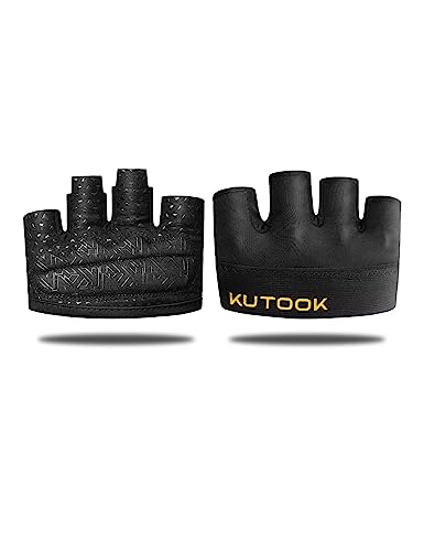 KUTOOK Weight Lifting Workout Gloves for Men/Women, 3mm XRD Padding Grip Gym Gloves, Breathable Partial Gloves for Calluses, Weightlifting Gloves for Exercise, Kettlebell, Pull-Ups, Cross Training - color: Black, size: Medium