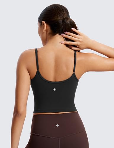 CRZ YOGA Butterluxe Womens Sweetheart Longline Sports Bra - Adjustable Thin Strap Workout Tank Tops Yoga Padded Camisole