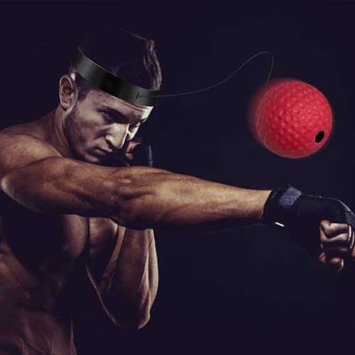 Boxing Ball, Elastic Adjustable Reflex Ball Head Mounted, Boxing Training Balls with Headband, for Focus, Reaction Speed, Punching Speed, Fight Skilland Hand Eye Coordination Training