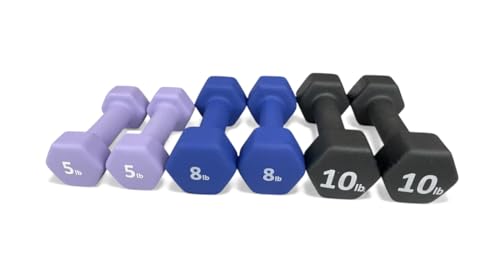 Neoprene Coated Dumbbell Hand Weight Set - style: 46-Pounds total -3 Pairs (5-LB, 8-LB, 10-LB)