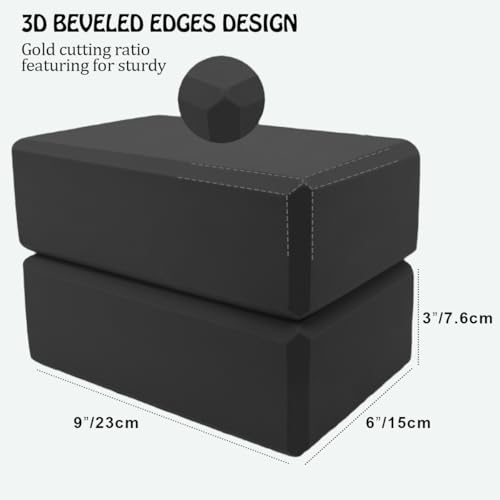 Yoga Blocks 2 Pack, Supportive Latex-Free Eva Foam Soft Non-Slip Blocks with Beveled Edges for Yoga, Pilates, Meditation - Yoga Accessories for Stability, Balance, Deepen Stretches