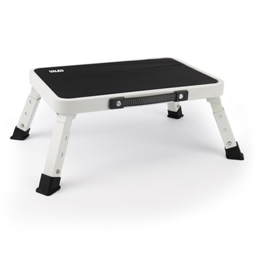 Valeo Folding Step Stool, Adjustable Step Stool with Non-Slip Platform, 330 Lbs Capacity, Step Ladder for Adults or Kids in Kitchen, Bathroom, RV, Camping, Office, White - color: White