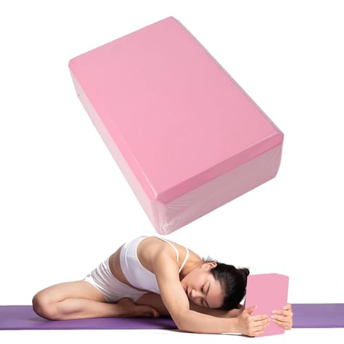 Yoga Blocks, Non-Slip Wedge Stretcher Block, High Density EVA Foam Brick, Lightweight Foam Yoga Block Strap, Exercise Accessories, for Yogas, Fitness, Pilates, Stretching, Toning Workouts - color: LightPink