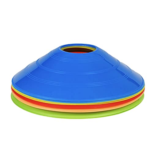 TIANOR 10 Pack Durable Disc Cones Sets Playing Field Marker for Agility Training, Football, Kids, Sports, Cone Markers (5 Colors), red,Orange,Yellow,Green,Blue, Small