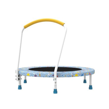 36" Trampoline for Kids, Mini Toddler Trampolines Indoor with Handle, No-Gap Safe Design for Boys Girls Ages 1-6, Indoor and Outdoor, Dark Blue